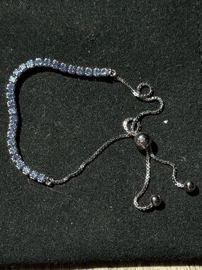 Anna Zuckerman Adjustable Silver Bracelet with Sparkling Tanzanite Blue Stones